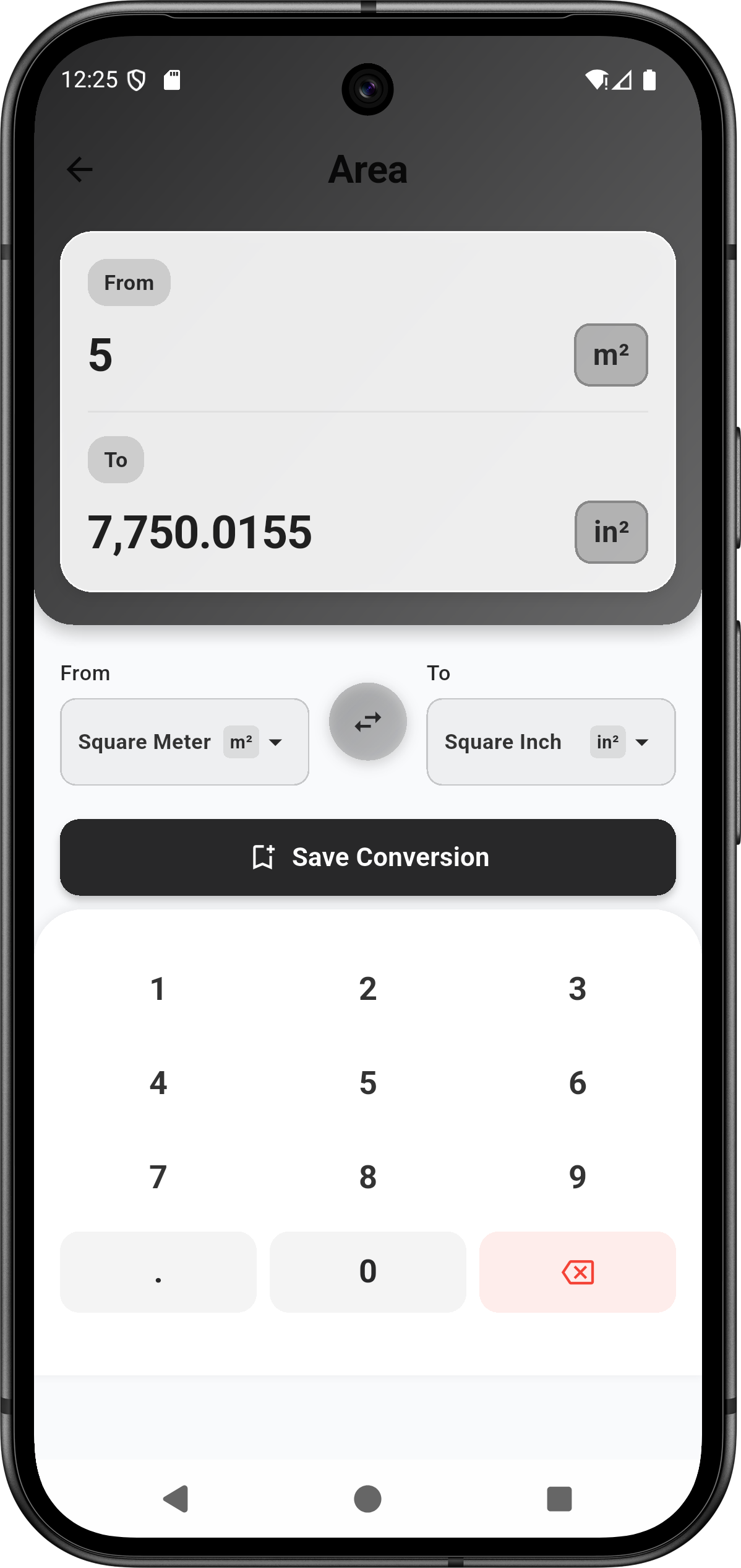 Convertly Unit Conversion Screen